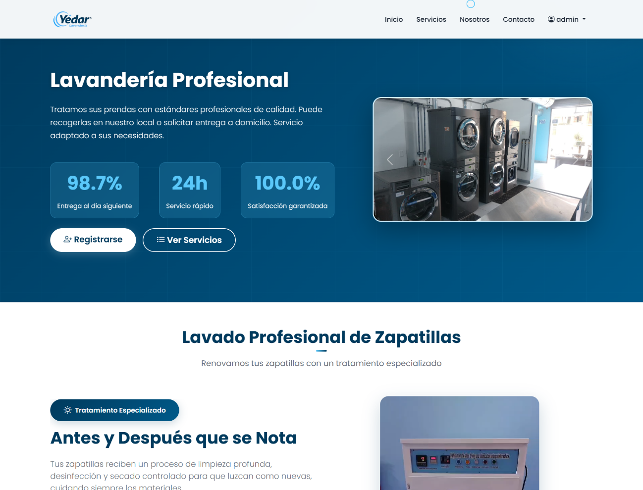 Lavandería Yedar - Plataforma web